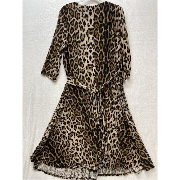Unique Vintage Kelsie Cheetah Print Full Wrap Midi Dress Fall Sz 3X 20‎ - Picture 8 of 9